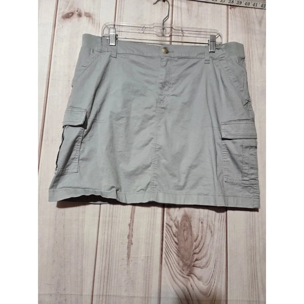 Lee Womens Gray Cargo Skort Mid Rise Regular Fit Size 16 Medium Resort